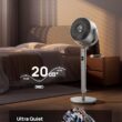 DREO Smart Fans for Bedroom, 120° +120° Omni-Directional Oscillating Fan, 100ft Quiet Pedestal Fan with RGB Light, 9 Speeds, 6 Modes, 20dB, 8H Timer, Wi-Fi/Voice, 37-42