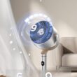 DREO Smart Fans for Bedroom, 120° +120° Omni-Directional Oscillating Fan, 100ft Quiet Pedestal Fan with RGB Light, 9 Speeds, 6 Modes, 20dB, 8H Timer, Wi-Fi/Voice, 37-42