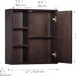 Teamson Home Tremolo 22″ Wide Bathroom Wall Mounted Medicine Cabinet with Open Compartments & 1 Door with Fixed Interior Shelf, Wooden Bracket for Mounting, Natural Fluted Finish in Espresso