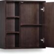 Teamson Home Tremolo 22″ Wide Bathroom Wall Mounted Medicine Cabinet with Open Compartments & 1 Door with Fixed Interior Shelf, Wooden Bracket for Mounting, Natural Fluted Finish in Espresso