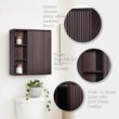 Teamson Home Tremolo 22″ Wide Bathroom Wall Mounted Medicine Cabinet with Open Compartments & 1 Door with Fixed Interior Shelf, Wooden Bracket for Mounting, Natural Fluted Finish in Espresso