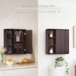 Teamson Home Tremolo 22″ Wide Bathroom Wall Mounted Medicine Cabinet with Open Compartments & 1 Door with Fixed Interior Shelf, Wooden Bracket for Mounting, Natural Fluted Finish in Espresso
