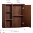 Teamson Home Tremolo 22″ Wide Bathroom Wall Mounted Medicine Cabinet with Open Compartments & 1 Door with Fixed Interior Shelf, Wooden Bracket for Mounting, Natural Fluted Finish in Walnut Color
