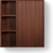 Teamson Home Tremolo 22″ Wide Bathroom Wall Mounted Medicine Cabinet with Open Compartments & 1 Door with Fixed Interior Shelf, Wooden Bracket for Mounting, Natural Fluted Finish in Walnut Color