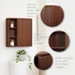 Teamson Home Tremolo 22″ Wide Bathroom Wall Mounted Medicine Cabinet with Open Compartments & 1 Door with Fixed Interior Shelf, Wooden Bracket for Mounting, Natural Fluted Finish in Walnut Color