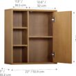 Teamson Home Tremolo 22″ Wide Bathroom Wall Mounted Medicine Cabinet with Open Compartments & 1 Door with Fixed Interior Shelf, Wooden Bracket for Mounting, Fluted Finish in Natural Tone