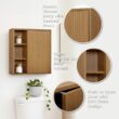 Teamson Home Tremolo 22″ Wide Bathroom Wall Mounted Medicine Cabinet with Open Compartments & 1 Door with Fixed Interior Shelf, Wooden Bracket for Mounting, Fluted Finish in Natural Tone
