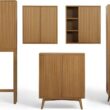 Teamson Home Tremolo 22″ Wide Bathroom Wall Mounted Medicine Cabinet with Open Compartments & 1 Door with Fixed Interior Shelf, Wooden Bracket for Mounting, Fluted Finish in Natural Tone