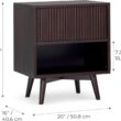 Teamson Home Tremolo 20″ Wide Bedside Nightstand with 1 Drawer & Open Shelf, Fluted Front & Contemporary Style with Solid Rubber Wood Feet, Dual Storage & Push-Open Design for Bedrooms, Espresso