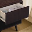 Teamson Home Tremolo 20″ Wide Bedside Nightstand with 1 Drawer & Open Shelf, Fluted Front & Contemporary Style with Solid Rubber Wood Feet, Dual Storage & Push-Open Design for Bedrooms, Espresso