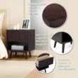 Teamson Home Tremolo 20″ Wide Bedside Nightstand with 1 Drawer & Open Shelf, Fluted Front & Contemporary Style with Solid Rubber Wood Feet, Dual Storage & Push-Open Design for Bedrooms, Espresso