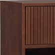 Teamson Home Tremolo 20″ Wide Bedside Nightstand with 1 Drawer & Open Shelf, Fluted Front & Contemporary Style with Solid Rubber Wood Feet, Dual Storage & Push-Open Design for Bedrooms, Walnut