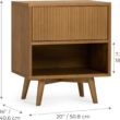 Teamson Home Tremolo 20″ Wide Bedside Nightstand with 1 Drawer & Open Shelf, Fluted Front & Contemporary Style with Solid Rubber Wood Feet, Dual Storage & Push-Open Design for Bedrooms, Natural