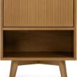 Teamson Home Tremolo 20″ Wide Bedside Nightstand with 1 Drawer & Open Shelf, Fluted Front & Contemporary Style with Solid Rubber Wood Feet, Dual Storage & Push-Open Design for Bedrooms, Natural