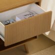 Teamson Home Tremolo 20″ Wide Bedside Nightstand with 1 Drawer & Open Shelf, Fluted Front & Contemporary Style with Solid Rubber Wood Feet, Dual Storage & Push-Open Design for Bedrooms, Natural