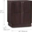 Teamson Home Potomac 20'' W Modern Storage 2-Drawer Push to Open Nightstand with Solid Wood Frame, Bedside Table Bedroom Furniture with Reeding Pattern in Scandinavian Style, Espresso