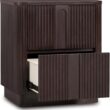 Teamson Home Potomac 20'' W Modern Storage 2-Drawer Push to Open Nightstand with Solid Wood Frame, Bedside Table Bedroom Furniture with Reeding Pattern in Scandinavian Style, Espresso