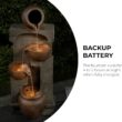 Teamson Home 28 in. Cascading Bowls and Stacked Stones LED Outdoor Water Fountain for Outdoor Living Spaces to Create a Calming Oasis in Gardens and Landscaping, on Patios, Balconies, Lawns, Brown