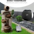 Teamson Home 28 in. Cascading Bowls and Stacked Stones LED Outdoor Water Fountain for Outdoor Living Spaces to Create a Calming Oasis in Gardens and Landscaping, on Patios, Balconies, Lawns, Brown