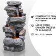 Teamson Home 39.37 in. Outdoor Faux Stacked Stone 4-Tier Water Fountain with LED Lights and Pump, Gray