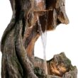 Teamson Home Forest-Inspired Cascade Water Fountain Outdoor Garden–LED Light with Built-in Electric Pump & Simple Setup, Gray