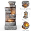 Teamson Home 33.25 in. Cascading Bowls and Stacked Stones LED Outdoor Water Fountain for Gardens, Landscaping, Patios, Balconies, and Lawns for a Calming Oasis in Outdoor Living Spaces, Stone Gray