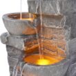 Teamson Home 33.25 in. Cascading Bowls and Stacked Stones LED Outdoor Water Fountain for Gardens, Landscaping, Patios, Balconies, and Lawns for a Calming Oasis in Outdoor Living Spaces, Stone Gray
