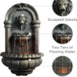 Teamson Home 32.1 in. Wall-Mounted Lion Head Stone LED Outdoor Water Fountain for Gardens, Landscaping, Patios, Balconies, Lawns to Create a Calming Oasis in Outdoor Living Spaces, Antique Bronze