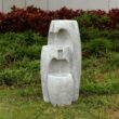Teamson Home 3-Tier Cascading Urn Outdoor Water Fountain–Warm Glow Lighting with Adjustable Flow & Electric Pump, Gray