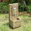 Teamson Home Spa Waterfall Outdoor Water Fountain–LED Light with Adjustable Flow & Electric Pump, Brown