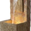 Teamson Home Spa Waterfall Outdoor Water Fountain–LED Light with Adjustable Flow & Electric Pump, Brown