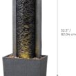 Teamson Home Framed Layered Rock Design Outdoor Water Fountain–Warm Glow Lighting with Steady Flow & Electric Pump, Dark Gray