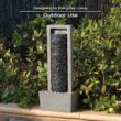 Teamson Home Framed Layered Rock Design Outdoor Water Fountain–Warm Glow Lighting with Steady Flow & Electric Pump, Dark Gray