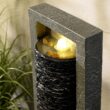 Teamson Home Framed Layered Rock Design Outdoor Water Fountain–Warm Glow Lighting with Steady Flow & Electric Pump, Dark Gray
