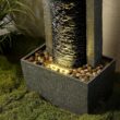 Teamson Home Framed Layered Rock Design Outdoor Water Fountain–Warm Glow Lighting with Steady Flow & Electric Pump, Dark Gray