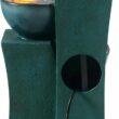 Teamson Home 28.54 in. 3-Tier Cascading Outdoor Water Fountain with LED Lights for Gardens, Landscaping, Patios, Balconies, Lawns, Green
