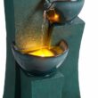 Teamson Home 28.54 in. 3-Tier Cascading Outdoor Water Fountain with LED Lights for Gardens, Landscaping, Patios, Balconies, Lawns, Green
