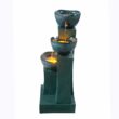 Teamson Home 28.54 in. 3-Tier Cascading Outdoor Water Fountain with LED Lights for Gardens, Landscaping, Patios, Balconies, Lawns, Green