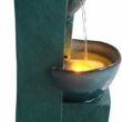 Teamson Home 28.54 in. 3-Tier Cascading Outdoor Water Fountain with LED Lights for Gardens, Landscaping, Patios, Balconies, Lawns, Green