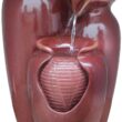 Teamson Home Jar 3 Tiered Floor Waterfall Fountain with Pump for Outdoor Patio Garden Backyard Decking, 20 Inch Height, Brown