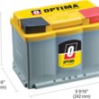 OPTIMA Batteries High Performance DH5 YELLOWTOP Dual Purpose Sealed AGM Car, Truck and SUV Battery, 700 CCA, Maintenance Free, Versatile Mounting, BCI Group Size 47 OPTIMA Batteries High Performance DH5 YELLOWTOP Dual Purpose Sealed AGM Car, Truck and SUV Battery, 700 CCA, Maintenance Free, Versatile Mounting, BCI Group Size 47