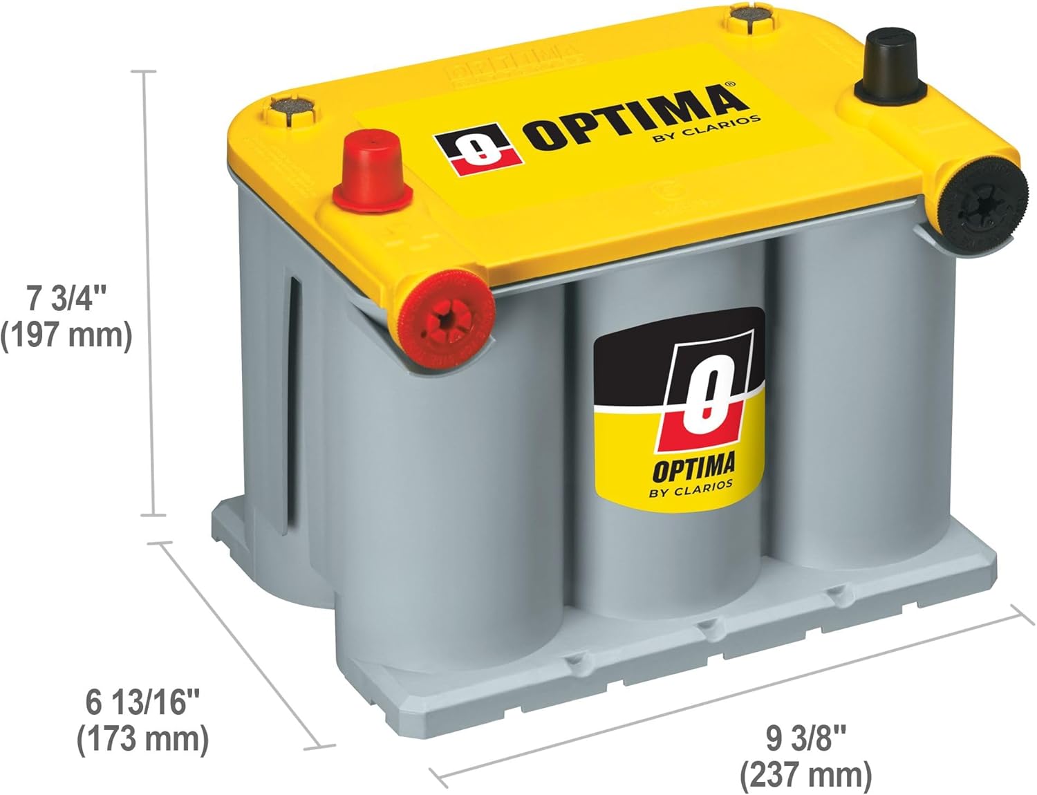 OPTIMA Batteries High Performance D75/25 YELLOWTOP Dual Purpose Sealed AGM Car, Truck and SUV Battery, 620 CCA, Dual Terminal, Maintenance Free, Versatile Mounting OPTIMA Batteries High Performance D75/25 YELLOWTOP Dual Purpose Sealed AGM Car, Truck and SUV Battery, 620 CCA, Dual Terminal, Maintenance Free, Versatile Mounting