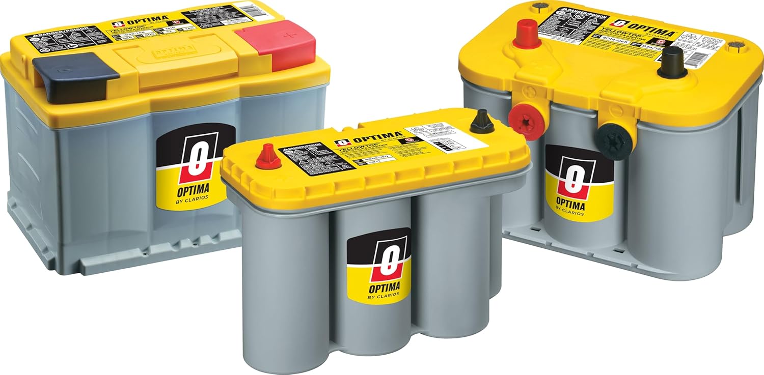 OPTIMA Batteries High Performance D75/25 YELLOWTOP Dual Purpose Sealed AGM Car, Truck and SUV Battery, 620 CCA, Dual Terminal, Maintenance Free, Versatile Mounting OPTIMA Batteries High Performance D75/25 YELLOWTOP Dual Purpose Sealed AGM Car, Truck and SUV Battery, 620 CCA, Dual Terminal, Maintenance Free, Versatile Mounting