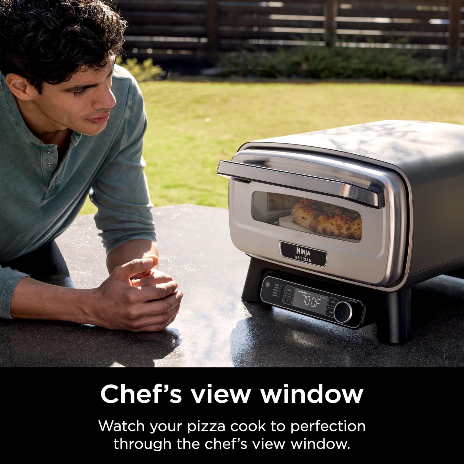 Ninja Artisan Electric Outdoor Pizza Oven with Stone, Gray, MO201 Ninja Artisan Electric Outdoor Pizza Oven with Stone | 12-inch Pizza in 3-minutes | 700F Max Temp | 5-in-1 Functionality – Pizza, Bake, Broil, Proof & Warm | Makes Full Meals | Gray | MO201