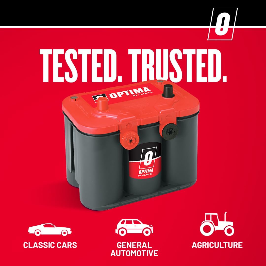 OPTIMA Batteries High Performance 34/78 RedTop Sealed AGM Car, Truck, and SUV Starting Battery, 800 CCA, Dual SAE and GM Terminals, Maintenance Free, Versitile Mounting OPTIMA Batteries High Performance 34/78 RedTop Sealed AGM Car, Truck, and SUV Starting Battery, 800 CCA, Dual SAE and GM Terminals, Maintenance Free, Versitile Mounting