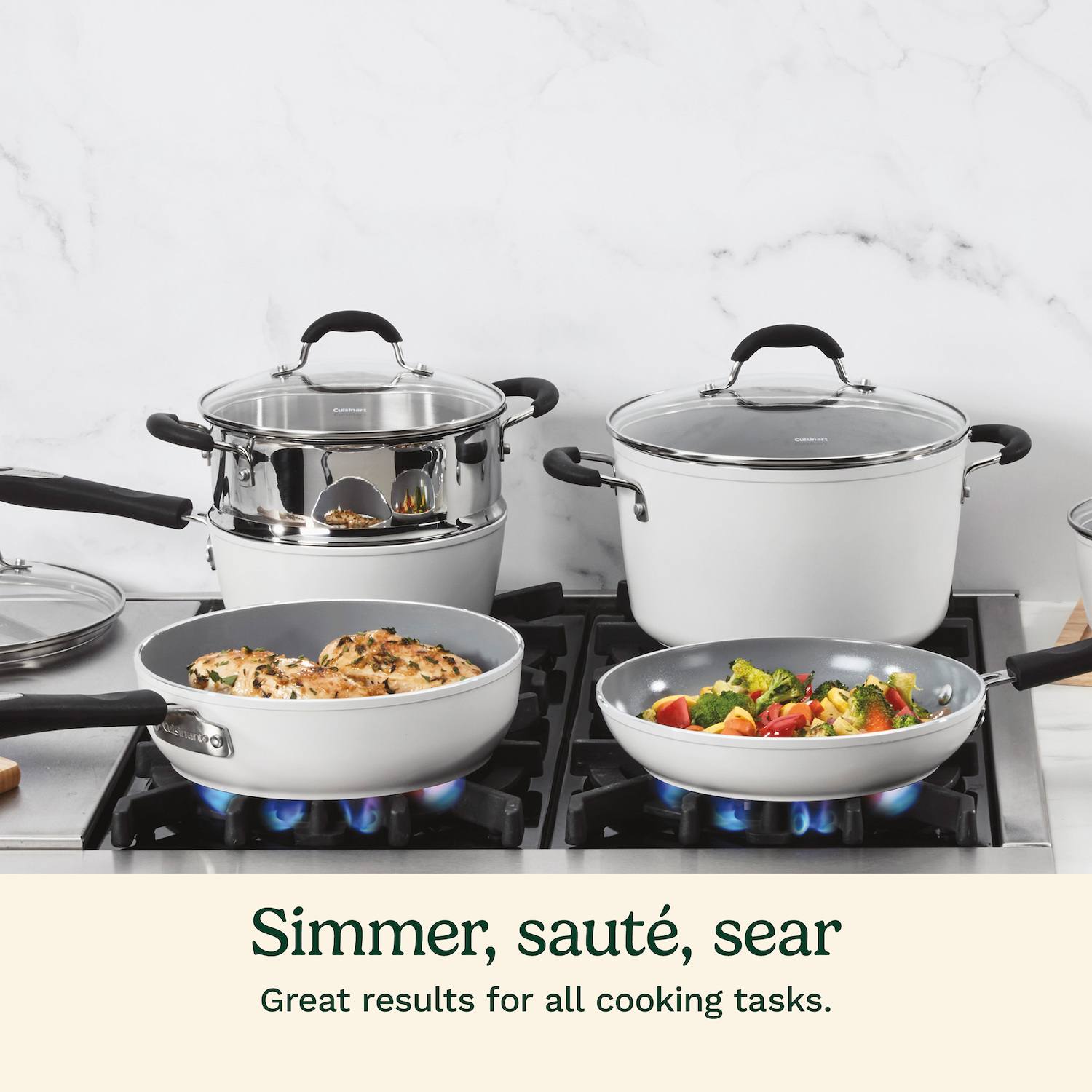 Cuisinart Ceramica XT Matte Collection Ceramic Nonstick 12-pc. Cookware Set - White Cuisinart Ceramica XT Matte Collection Ceramic Nonstick 12-pc. Cookware Set - White