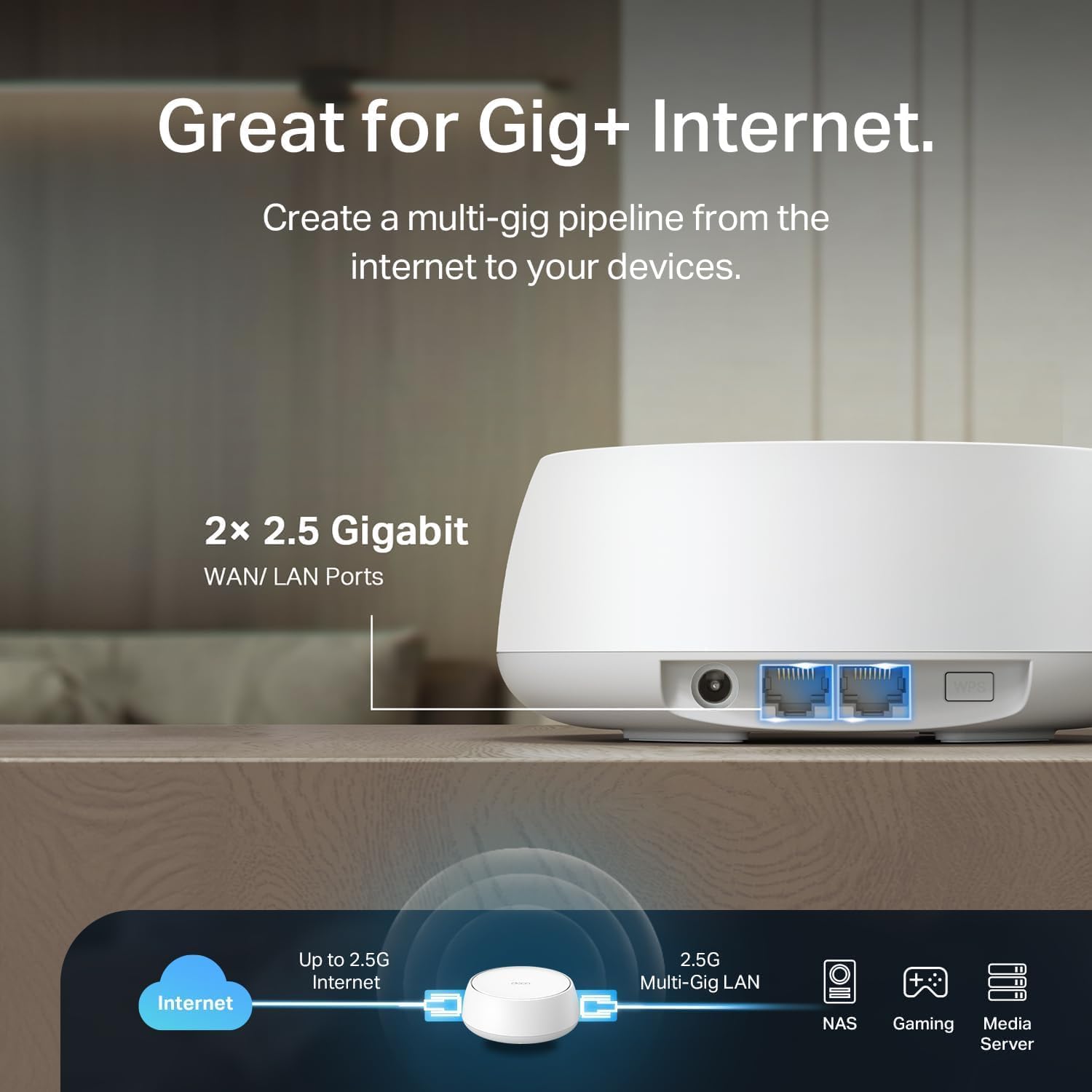 TP-Link Deco 7 BE25 Dual-Band BE5000 WiFi 7 Mesh Wi-Fi System | 4-Stream 5 Gbps, 240 Mhz TP-Link Deco 7 BE25 Dual-Band BE5000 WiFi 7 Mesh Wi-Fi System | 4-Stream 5 Gbps, 240 Mhz | Covers up to 6,600 Sq.Ft | 2X 2.5G Ports Wired Backhaul | VPN,MLO, AI-Roaming, HomeShield, 3-Pack
