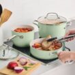 KitchenAid 10-pc. Hard-Anodized Ceramic Induction Cookware Set - Pistachio KitchenAid 10-pc. Hard-Anodized Ceramic Induction Cookware Set - Pistachio