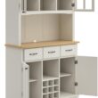 Homestyles Buffet of Buffets Off-White Server with Hutch and Natural Wood Top