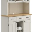 Homestyles Buffet of Buffets Off-White Server with Hutch and Natural Wood Top